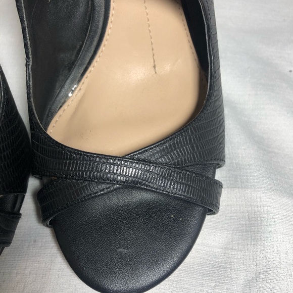 Gianni Bini Woman's Stiletto Black Heels Snakeskin Shoes Open Toe - Picture 7 of 13